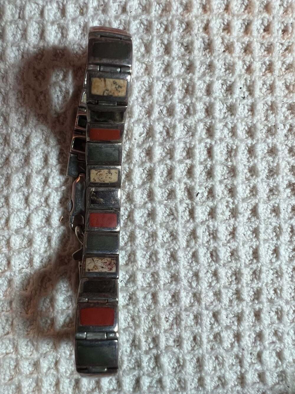 Silpada Sterling Silver Multi-Stone Inlay Panel Link Bracelet